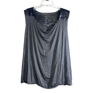 Cable & Gauge Sleeveless Blouse Black Faux Leather Trim‎ Women's Plus Size 3X